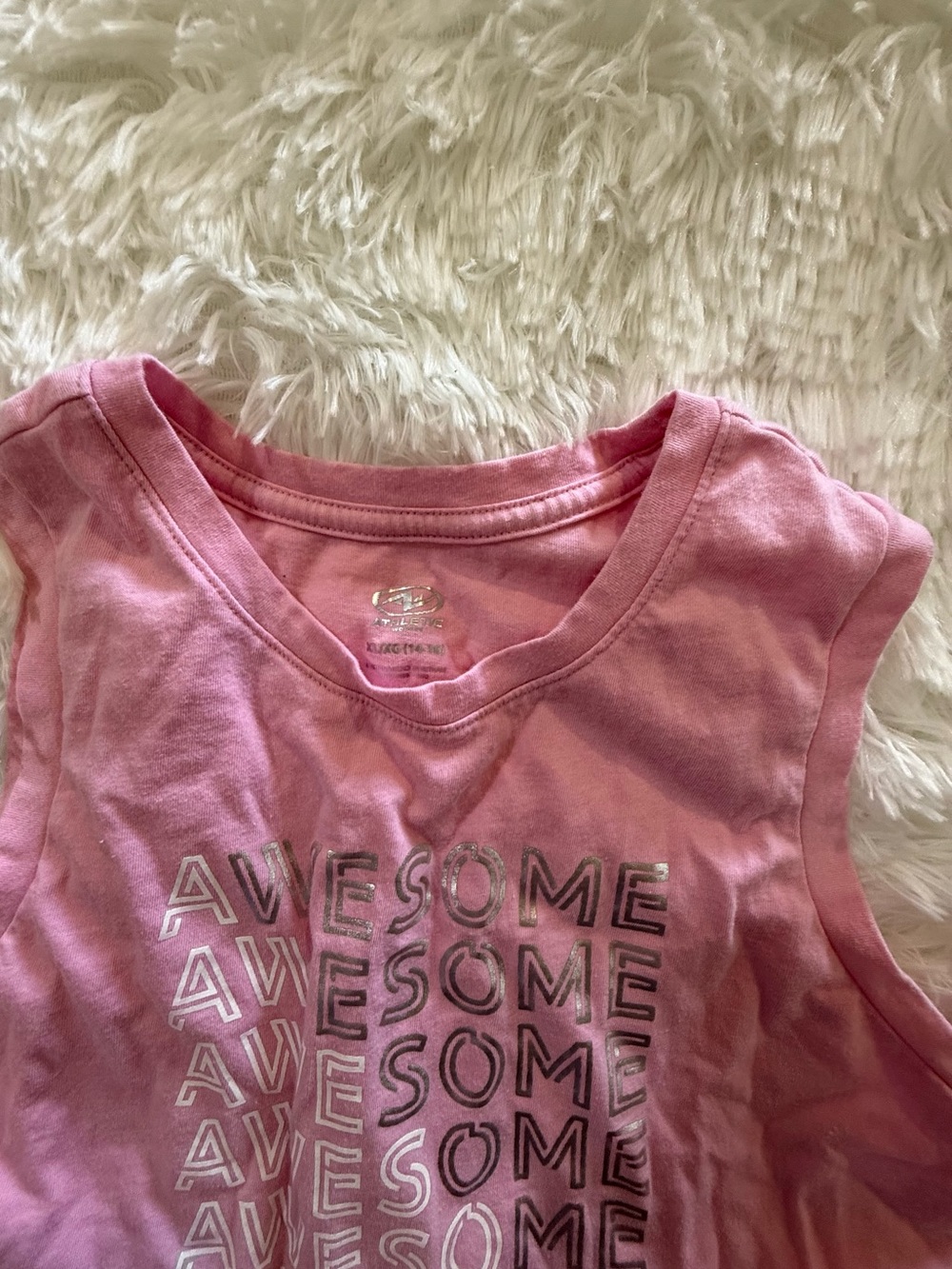 Athletic Works Girls XL 14-16 Pink Awesome Tank Top BCG Purple Shorts Outfit Set - Picture 5 of 8